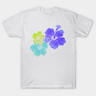 Aloha Hibiscus, digital watercolor, purple, aqua, lime T-Shirt